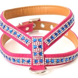Pink & blue rhinestone harness & matching leash.
